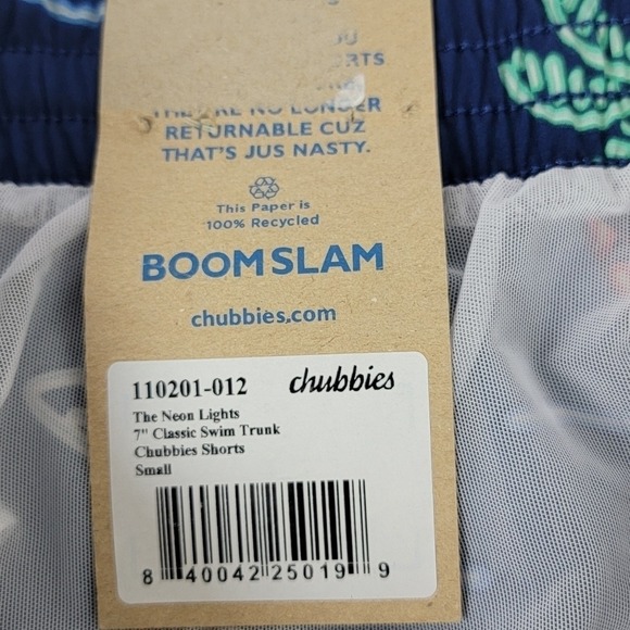 Chubbies‎ NEW Men's Small Navy Neon Lights 7" Inseam Flamingo Retro Swim Trunks - Picture 12 of 13